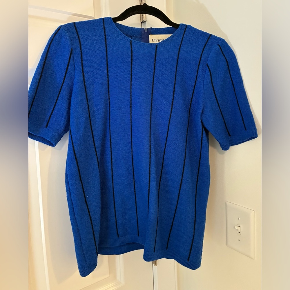 Vintage Blue and Black Striped Top Christian A.